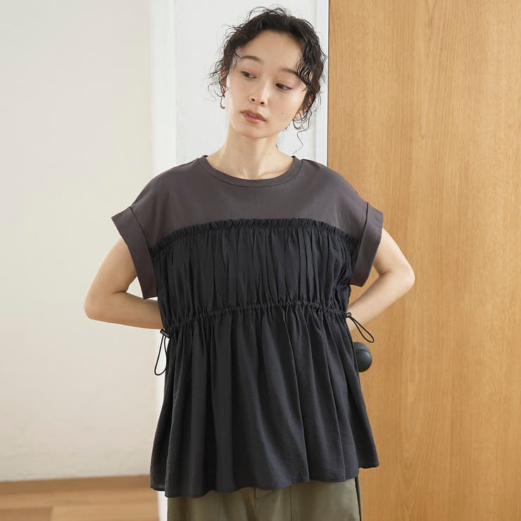 シアードッキング ギャザーフレンチスリーブTシャツ | coen【women】 | 詳細画像13 