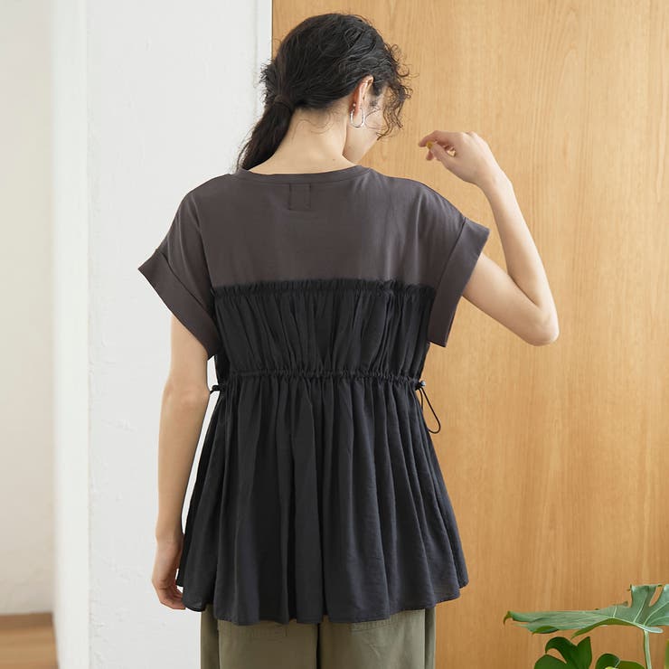 シアードッキング ギャザーフレンチスリーブTシャツ | coen【women】 | 詳細画像15 