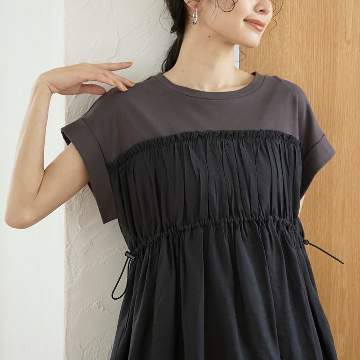 シアードッキング ギャザーフレンチスリーブTシャツ | coen【women】 | 詳細画像16 