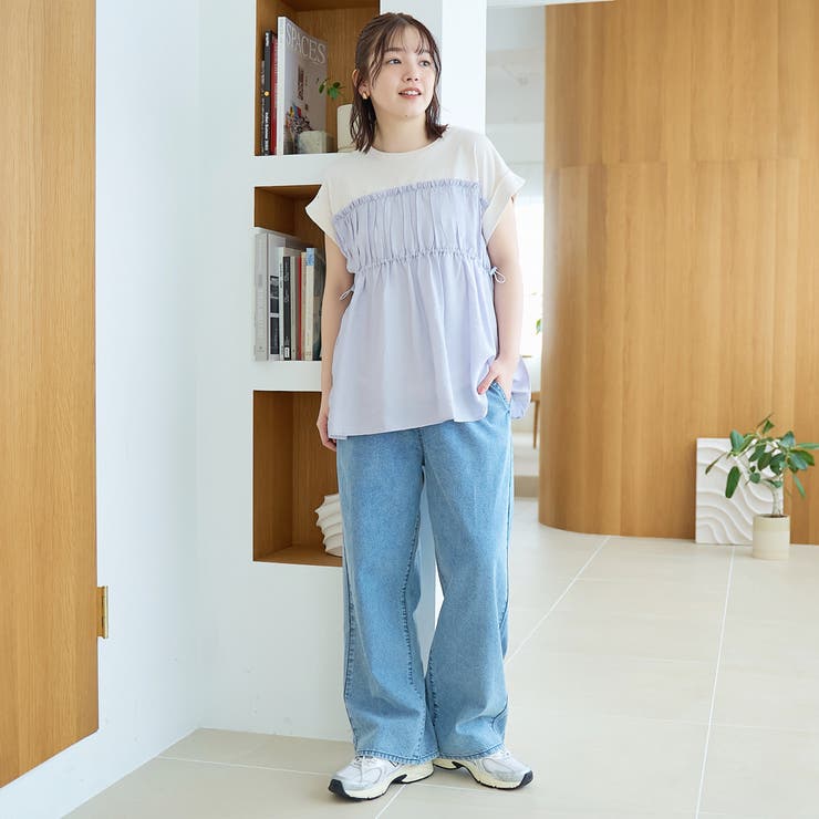 シアードッキング ギャザーフレンチスリーブTシャツ | coen【women】 | 詳細画像17 