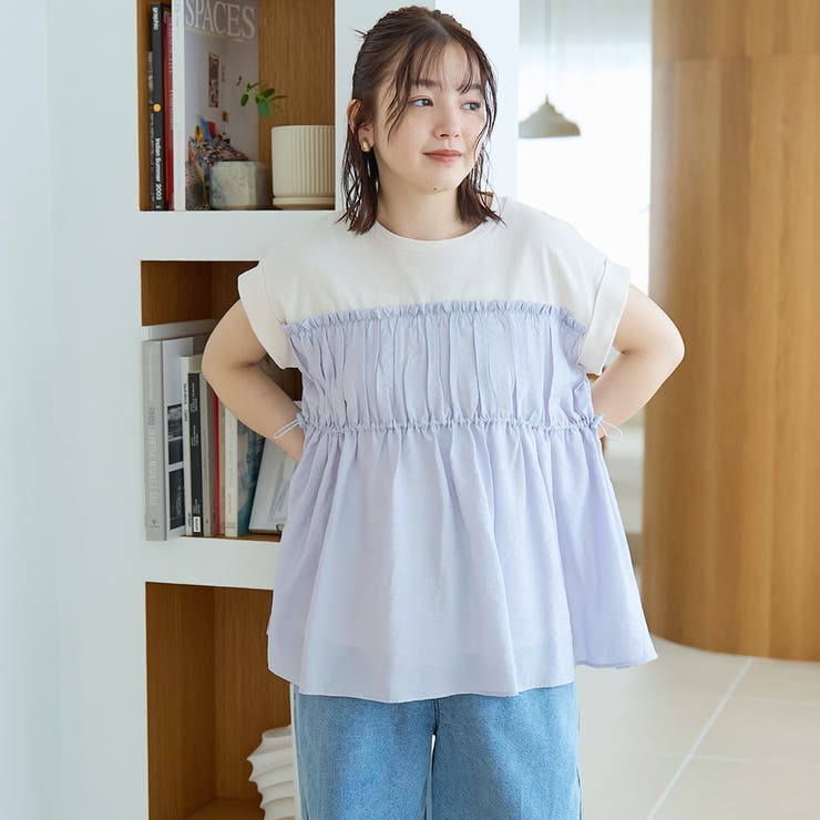 シアードッキング ギャザーフレンチスリーブTシャツ | coen【women】 | 詳細画像19 