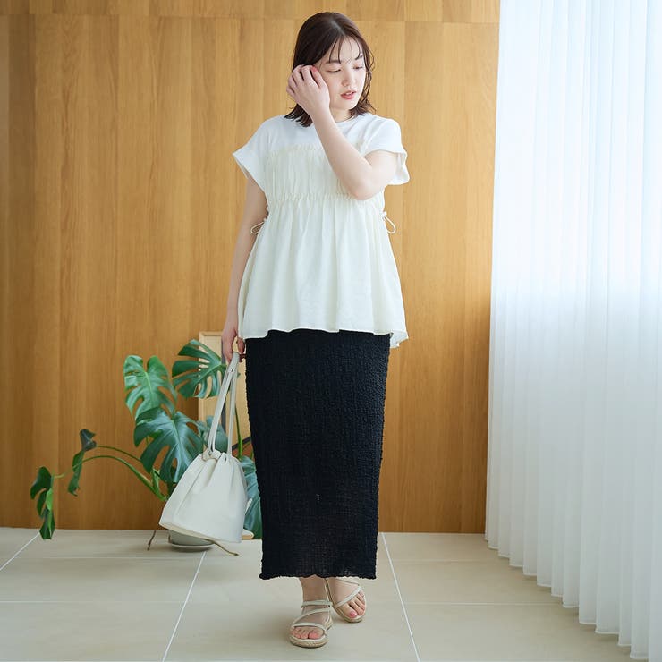シアードッキング ギャザーフレンチスリーブTシャツ | coen【women】 | 詳細画像2 