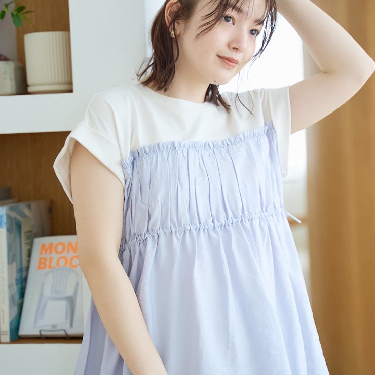 シアードッキング ギャザーフレンチスリーブTシャツ | coen【women】 | 詳細画像20 