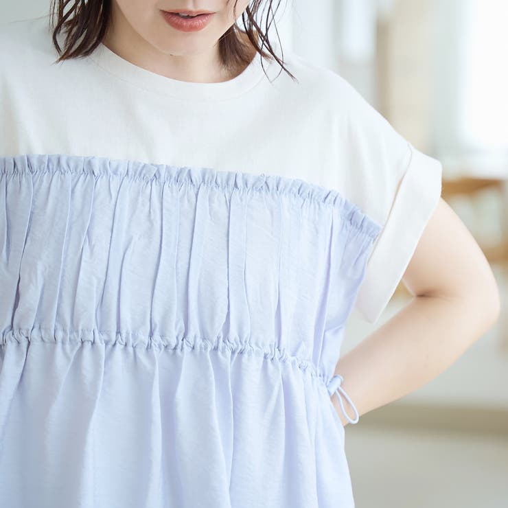シアードッキング ギャザーフレンチスリーブTシャツ | coen【women】 | 詳細画像22 