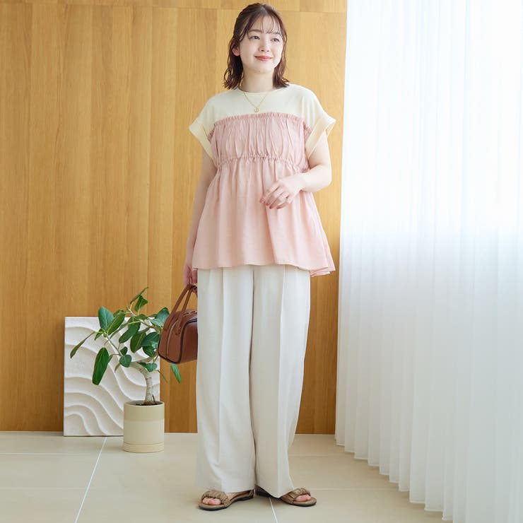 シアードッキング ギャザーフレンチスリーブTシャツ | coen【women】 | 詳細画像24 