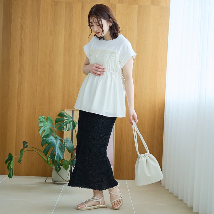 シアードッキング ギャザーフレンチスリーブTシャツ | coen【women】 | 詳細画像3 