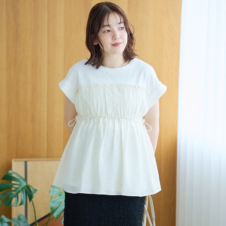 シアードッキング ギャザーフレンチスリーブTシャツ | coen【women】 | 詳細画像5 