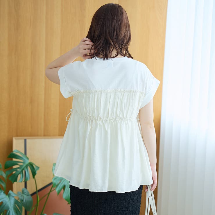 シアードッキング ギャザーフレンチスリーブTシャツ | coen【women】 | 詳細画像7 