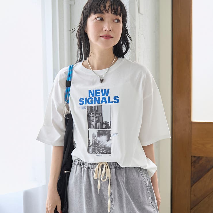 OFF WHITE | 【汗染み防止 / 接触冷感】フォトプリント ゆるTシャツ | coen【women】
