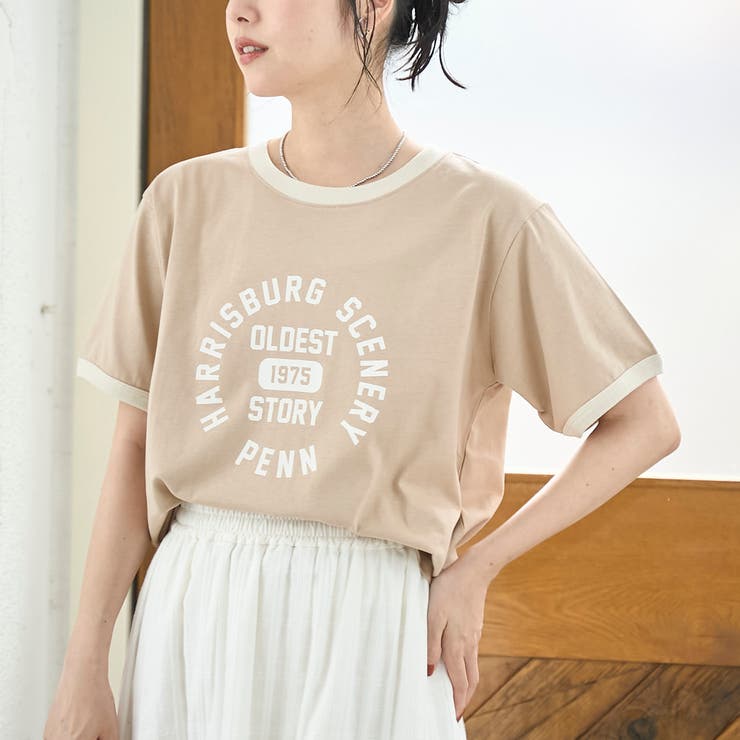 BEIGE | 【汗染み軽減 / 接触冷感】アソートロゴリンガーTシャツ | coen【women】