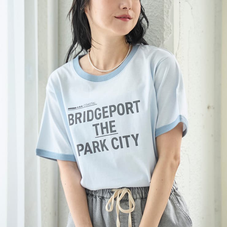 LT.BLUE | 【汗染み軽減 / 接触冷感】アソートロゴリンガーTシャツ | coen【women】