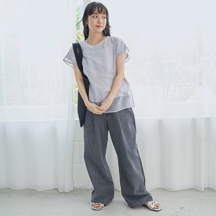 チビロゴ刺繍 オーガンジーシアーオーバーフレンチスリーブカットソー | coen【women】 | 詳細画像16 