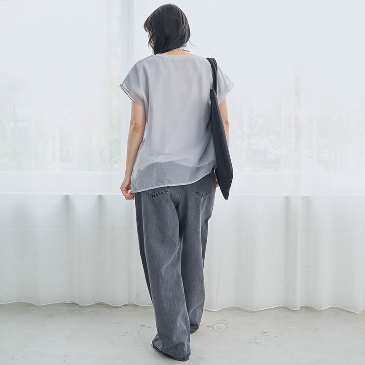 チビロゴ刺繍 オーガンジーシアーオーバーフレンチスリーブカットソー | coen【women】 | 詳細画像17 