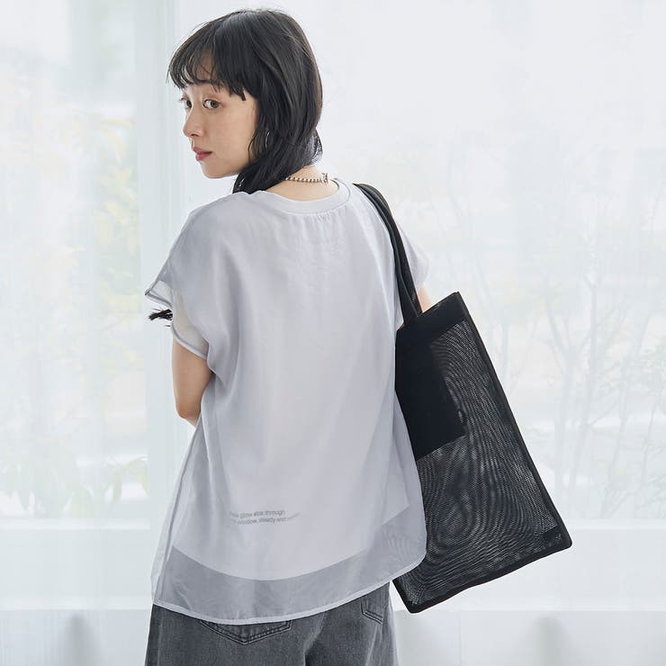 チビロゴ刺繍 オーガンジーシアーオーバーフレンチスリーブカットソー | coen【women】 | 詳細画像19 