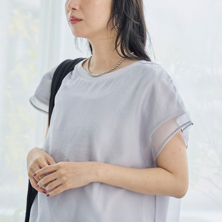 チビロゴ刺繍 オーガンジーシアーオーバーフレンチスリーブカットソー | coen【women】 | 詳細画像21 