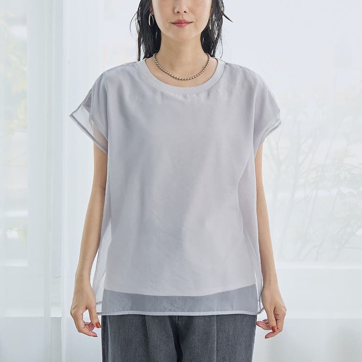 チビロゴ刺繍 オーガンジーシアーオーバーフレンチスリーブカットソー | coen【women】 | 詳細画像22 