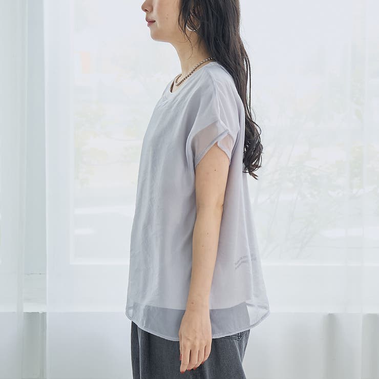 チビロゴ刺繍 オーガンジーシアーオーバーフレンチスリーブカットソー | coen【women】 | 詳細画像23 