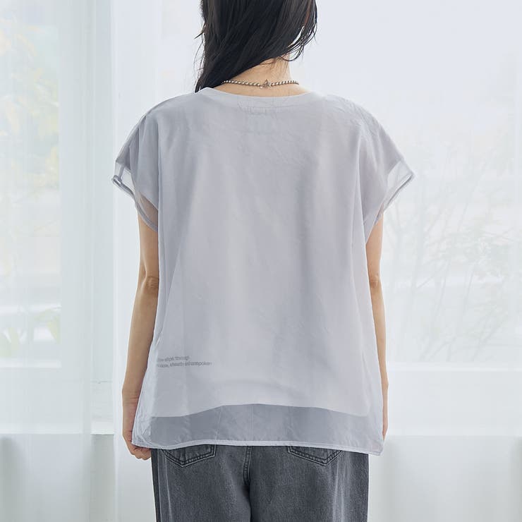 チビロゴ刺繍 オーガンジーシアーオーバーフレンチスリーブカットソー | coen【women】 | 詳細画像24 