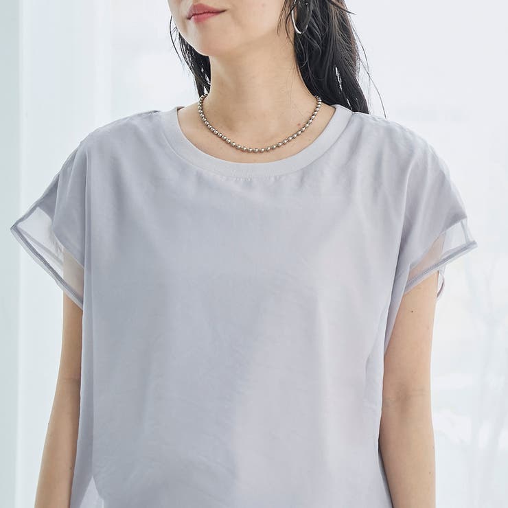 チビロゴ刺繍 オーガンジーシアーオーバーフレンチスリーブカットソー | coen【women】 | 詳細画像25 
