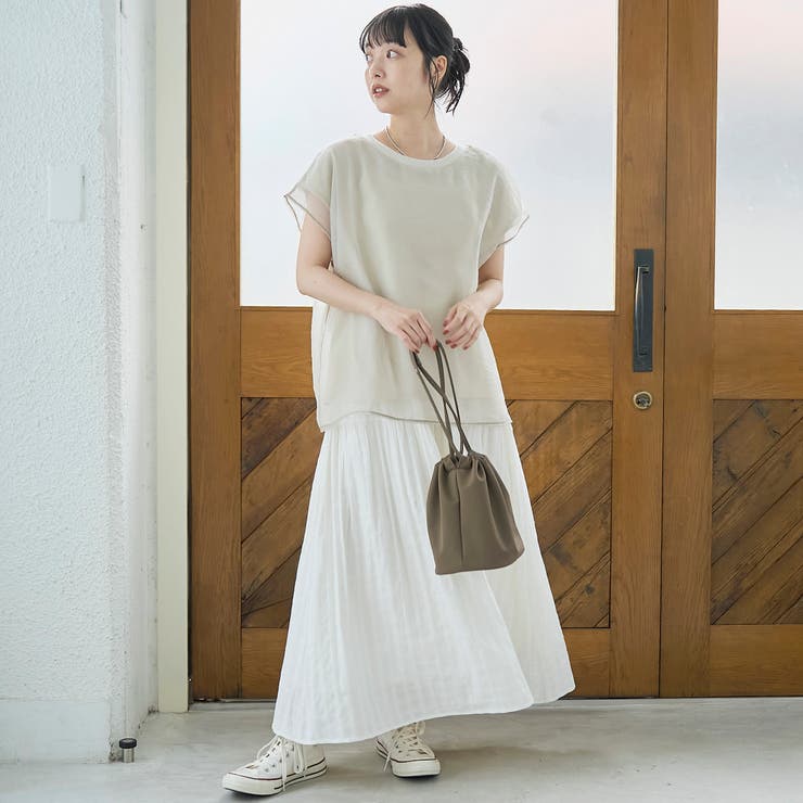 チビロゴ刺繍 オーガンジーシアーオーバーフレンチスリーブカットソー | coen【women】 | 詳細画像9 
