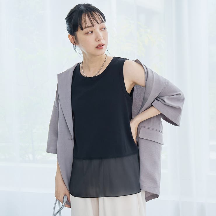 裾シアー切替 レイヤード風タンクトップ | coen【women】 | 詳細画像11 