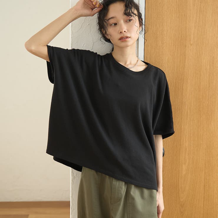 BLACK | シアーミニ裏毛 ゆるスクエアカットソー | coen【women】