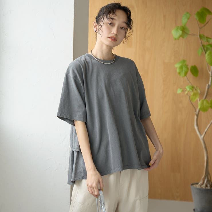 布帛ドッキング ピグメントフリルTシャツ | coen【women】 | 詳細画像13 