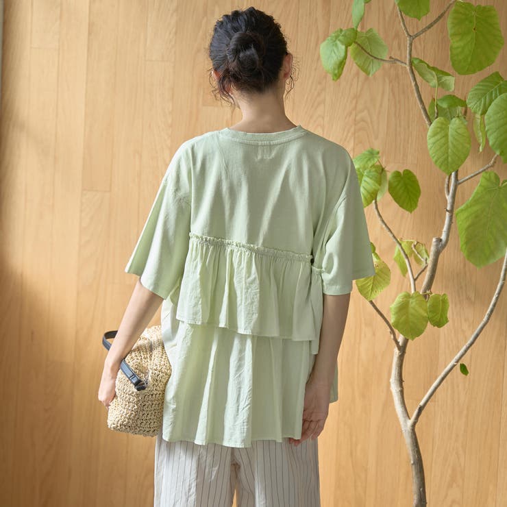 布帛ドッキング ピグメントフリルTシャツ | coen【women】 | 詳細画像21 