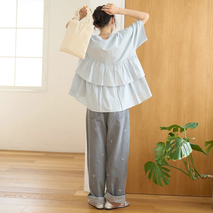 布帛ドッキング ピグメントフリルTシャツ | coen【women】 | 詳細画像26 