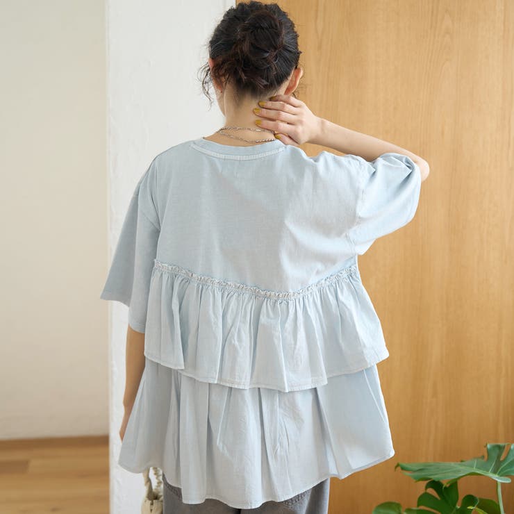 布帛ドッキング ピグメントフリルTシャツ | coen【women】 | 詳細画像29 