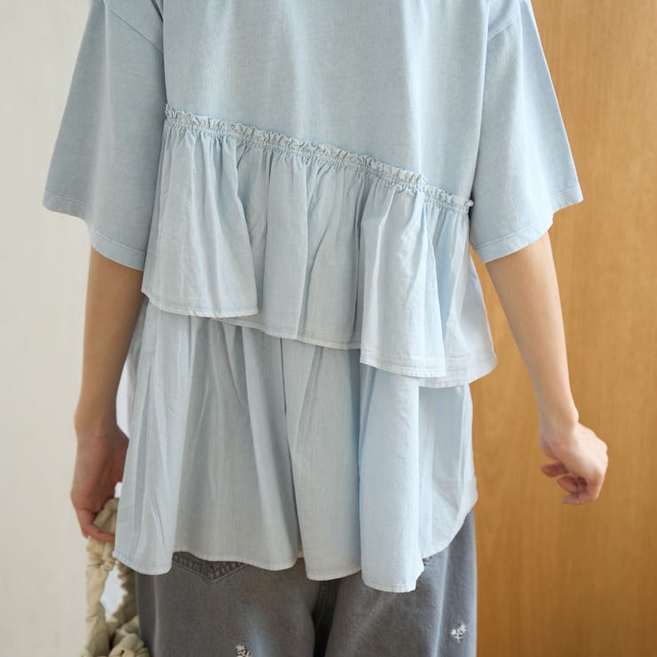 布帛ドッキング ピグメントフリルTシャツ | coen【women】 | 詳細画像31 