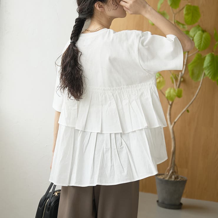 布帛ドッキング ピグメントフリルTシャツ | coen【women】 | 詳細画像6 