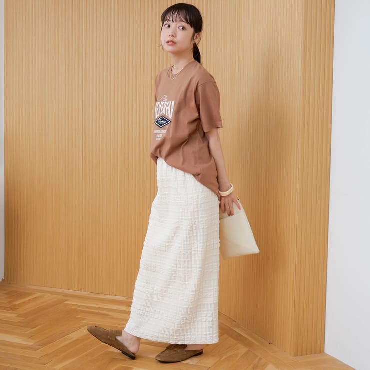 フラワーワッフル刺繍 ロゴプリントゆるTシャツ | coen【women】 | 詳細画像10 