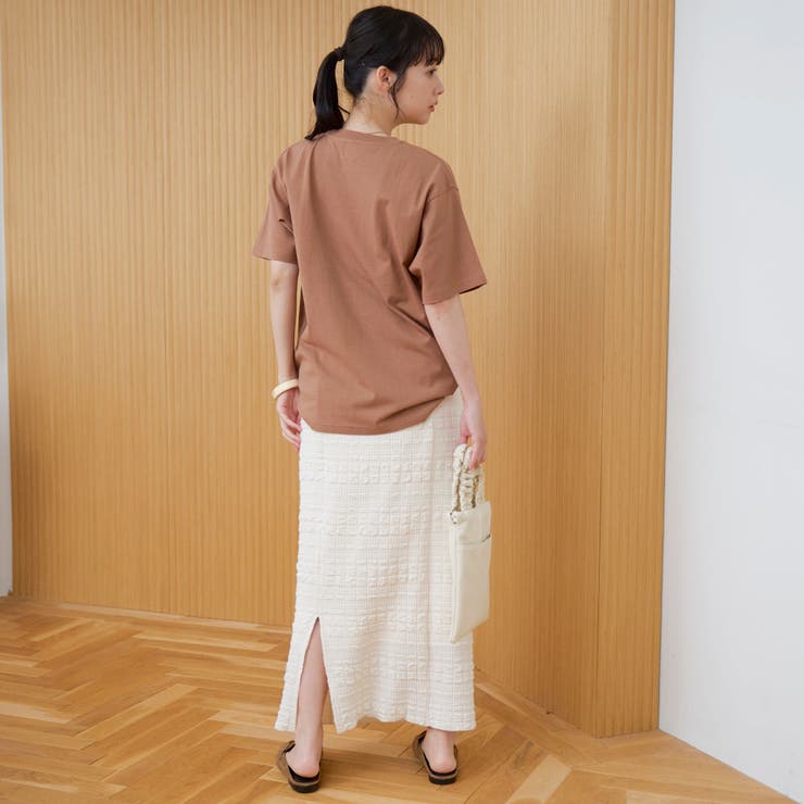 フラワーワッフル刺繍 ロゴプリントゆるTシャツ | coen【women】 | 詳細画像11 