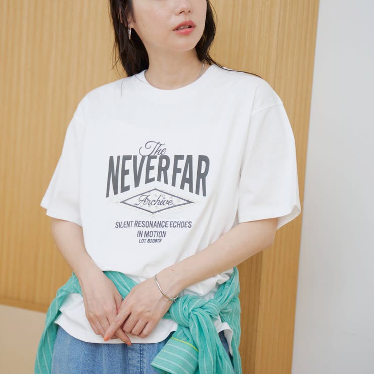 OFF WHITE | フラワーワッフル刺繍 ロゴプリントゆるTシャツ | coen【women】