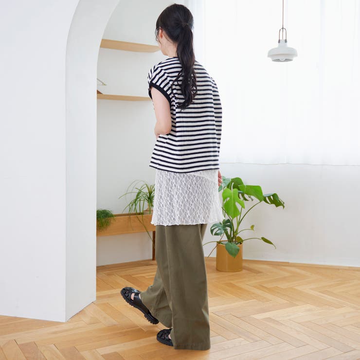 スラブボーダー フレンチスリーブTシャツ | coen【women】 | 詳細画像3 