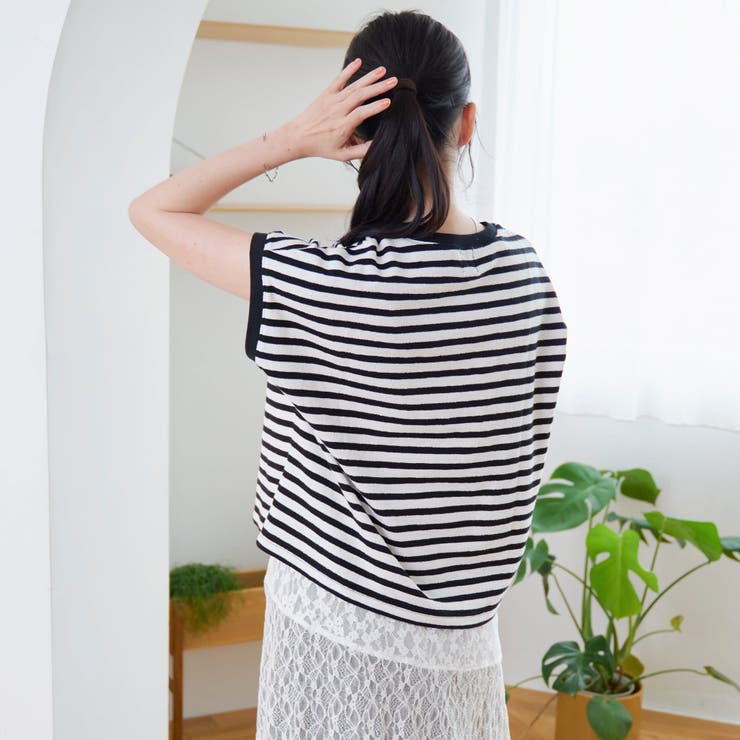 スラブボーダー フレンチスリーブTシャツ | coen【women】 | 詳細画像6 