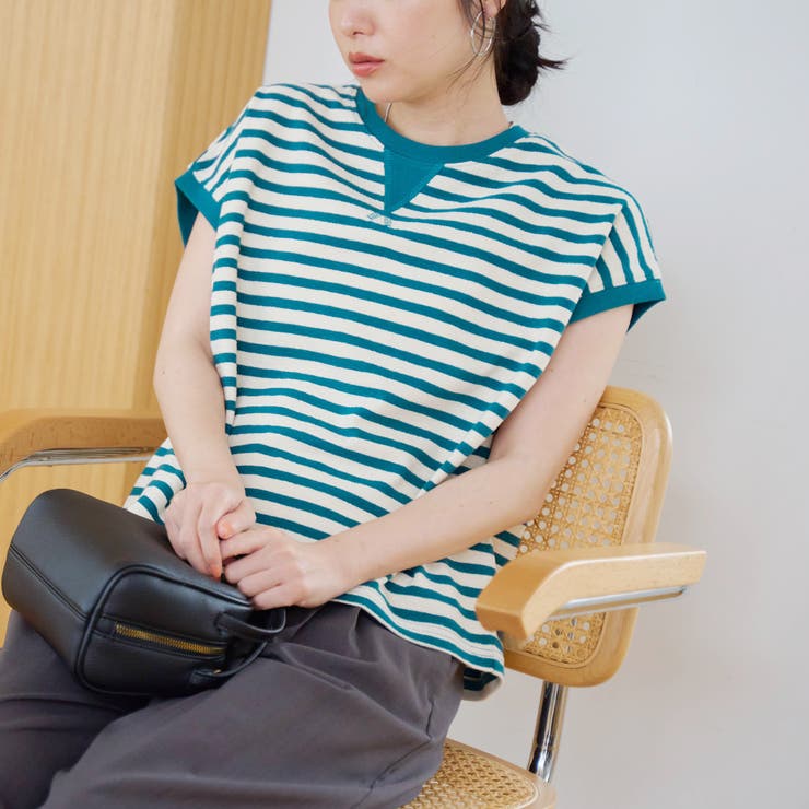 KELLY | スラブボーダー フレンチスリーブTシャツ | coen【women】