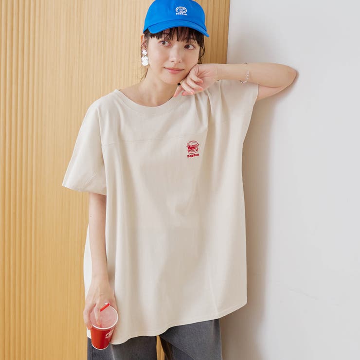 NATURAL | 【DOMDOM（ドムドム）×coen】ワンポイント刺繍フットボールTシャツ | coen【women】