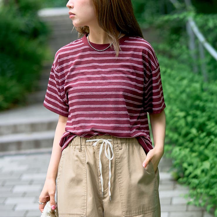 WINE | シアーマルチボーダーTシャツ | coen【women】