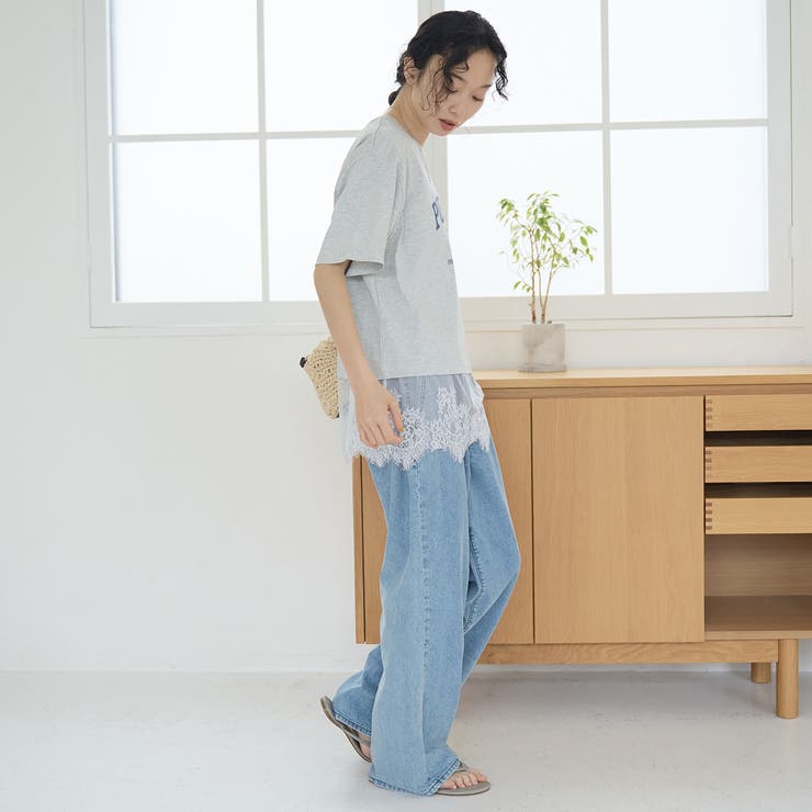 【汗染み軽減 / 接触冷感】裾レースドッキング アソートロゴプリントTシャツ | coen【women】 | 詳細画像11 