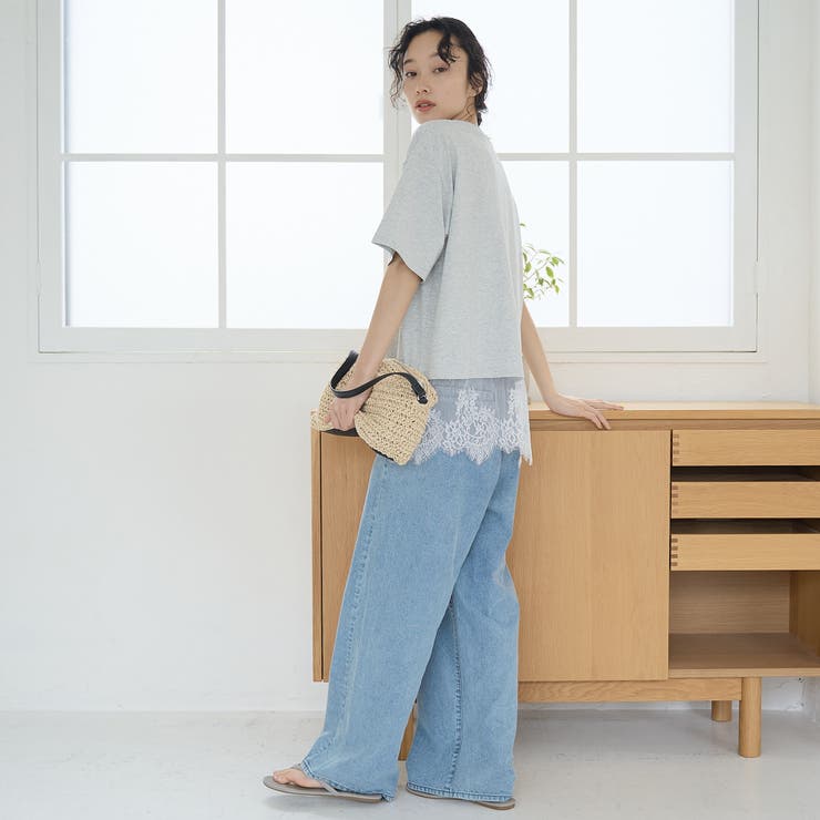 【汗染み軽減 / 接触冷感】裾レースドッキング アソートロゴプリントTシャツ | coen【women】 | 詳細画像12 