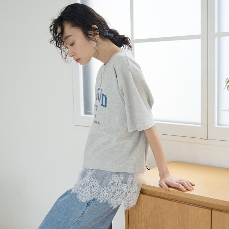【汗染み軽減 / 接触冷感】裾レースドッキング アソートロゴプリントTシャツ | coen【women】 | 詳細画像14 