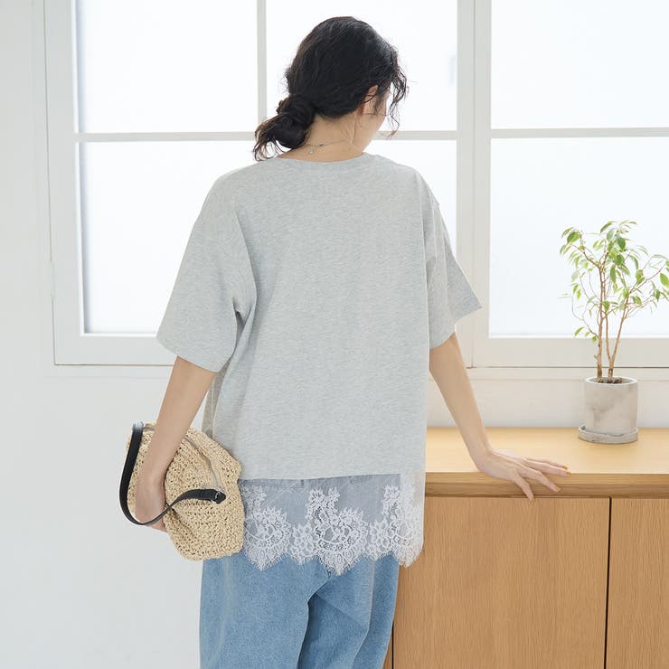 【汗染み軽減 / 接触冷感】裾レースドッキング アソートロゴプリントTシャツ | coen【women】 | 詳細画像15 