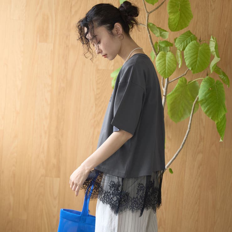 【汗染み軽減 / 接触冷感】裾レースドッキング アソートロゴプリントTシャツ | coen【women】 | 詳細画像22 