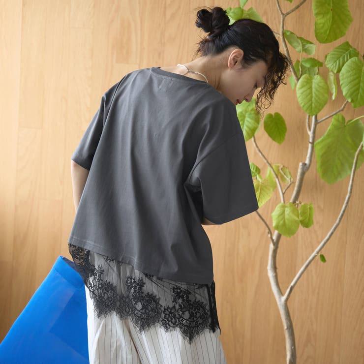 【汗染み軽減 / 接触冷感】裾レースドッキング アソートロゴプリントTシャツ | coen【women】 | 詳細画像23 