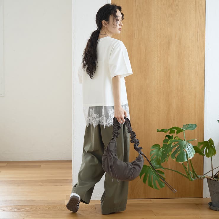 【汗染み軽減 / 接触冷感】裾レースドッキング アソートロゴプリントTシャツ | coen【women】 | 詳細画像3 