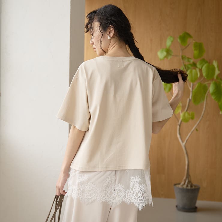 【汗染み軽減 / 接触冷感】裾レースドッキング アソートロゴプリントTシャツ | coen【women】 | 詳細画像30 