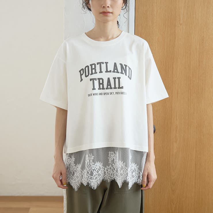 【汗染み軽減 / 接触冷感】裾レースドッキング アソートロゴプリントTシャツ | coen【women】 | 詳細画像32 