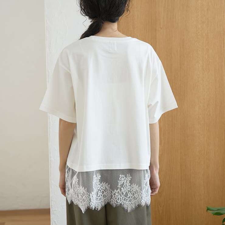 【汗染み軽減 / 接触冷感】裾レースドッキング アソートロゴプリントTシャツ | coen【women】 | 詳細画像34 